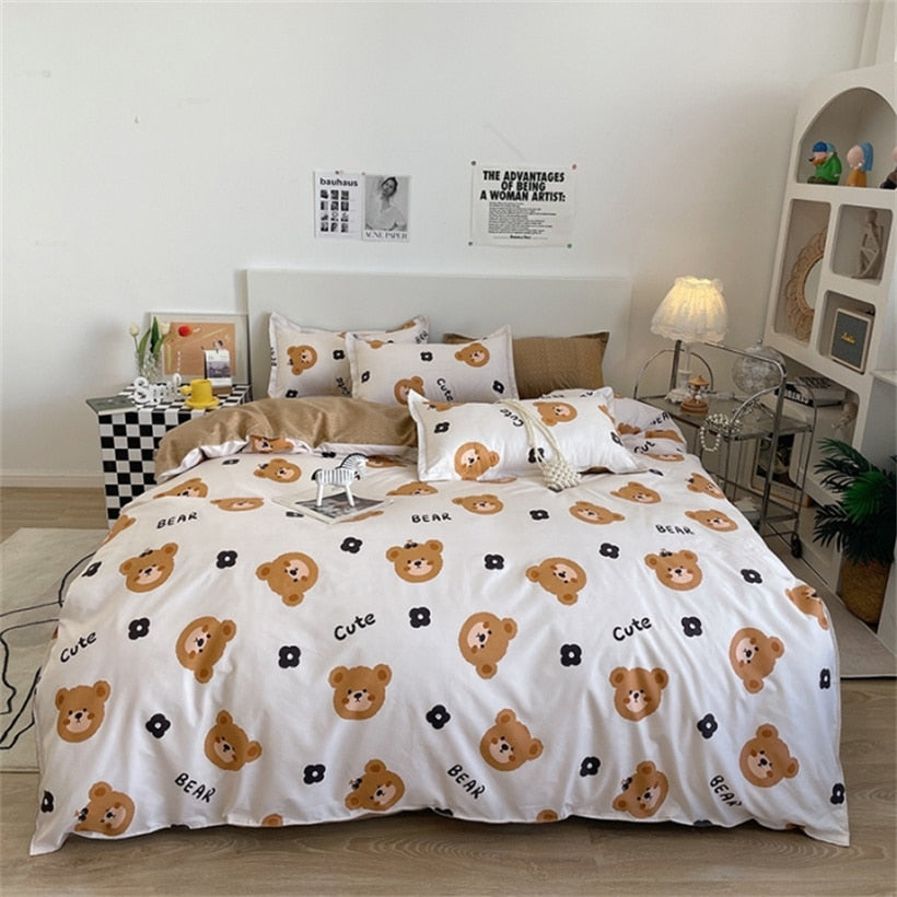 Dreamreal Floral Bedding Set with Duvet Cover 30 Colors Duvet Cover Fitted Sheet Pillowcase Luxurious Satin