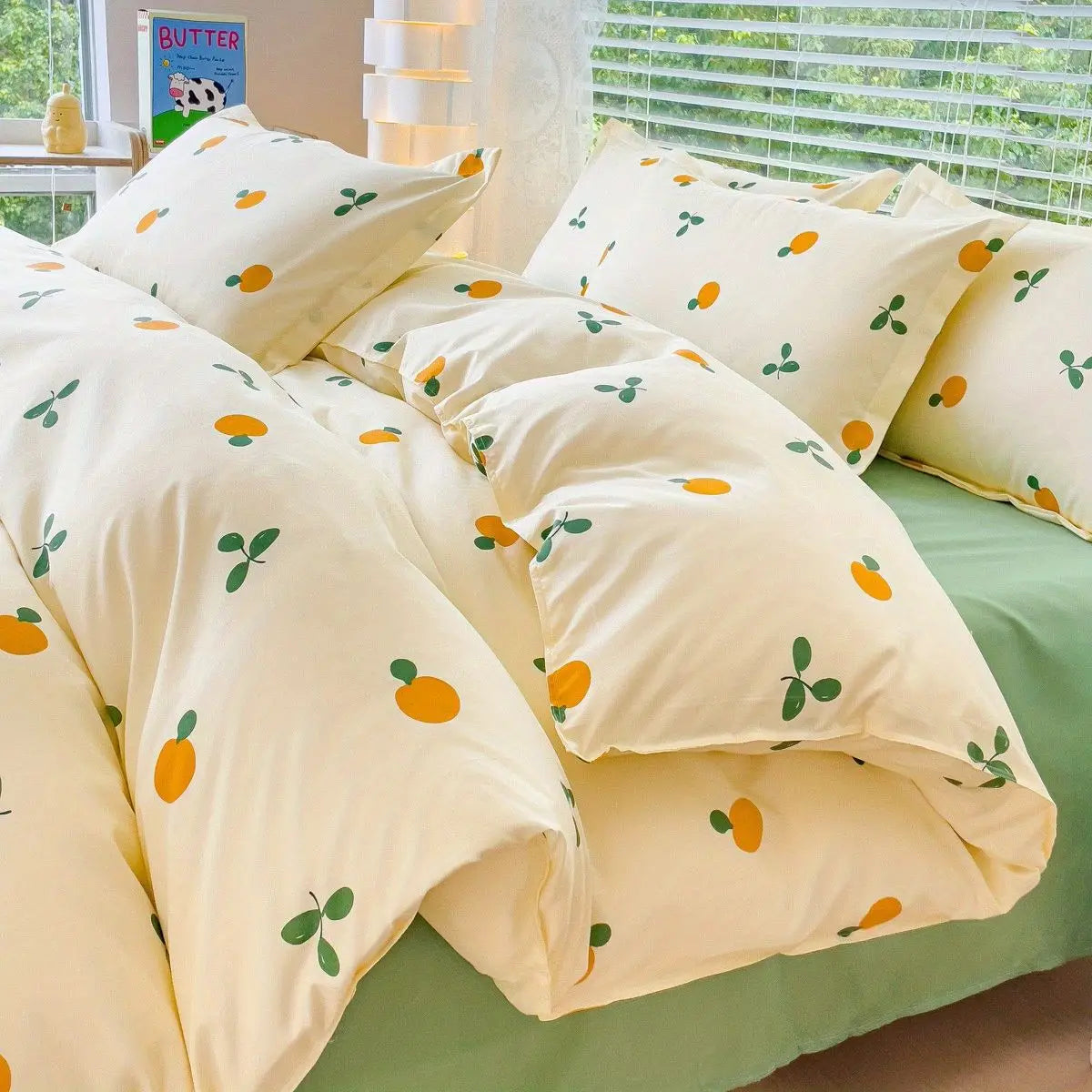 Blue Floral Duvet Cover Set with Pillowcase Bed Sheet No Filler New Single Double Queen Size Bedding Linens Fashion