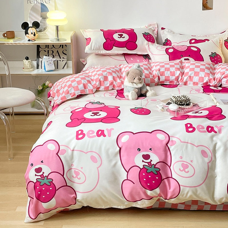 Duvet Cover Home Textile Pillow Case Cute Bed Sheet Kids Girls Bedding Covers Set King Queen Twin Cute Kawaii