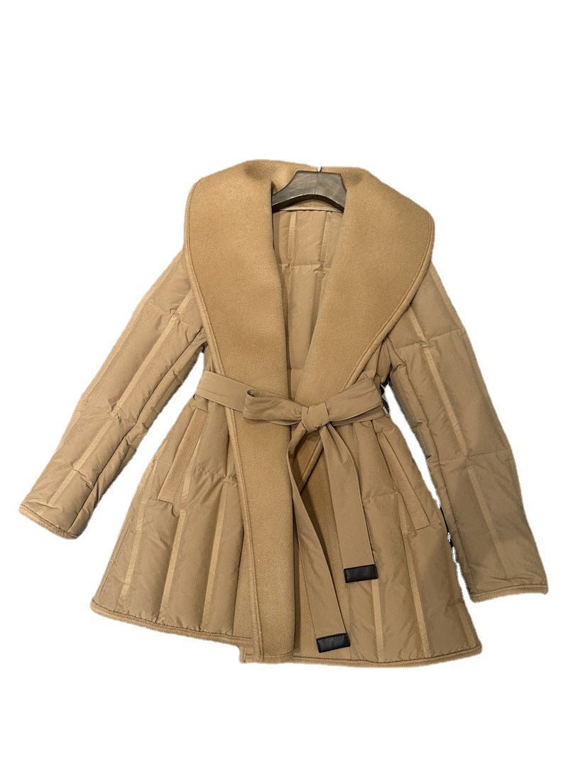 Goose Down Quilted Woolen Overcoat
