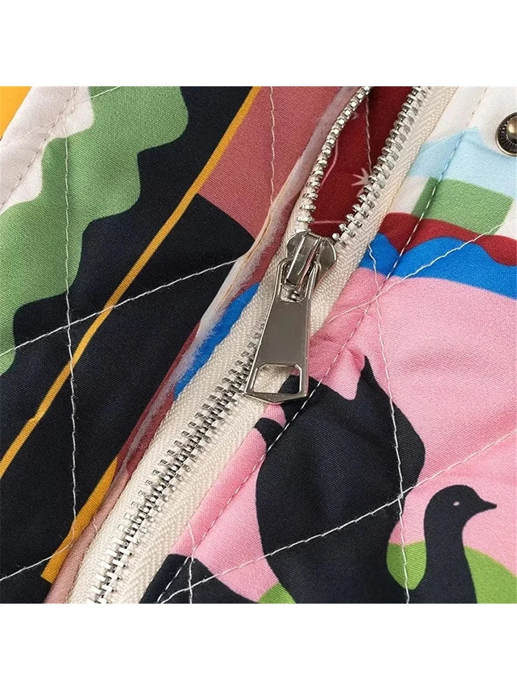 Graffiti Print Quilted Jacket