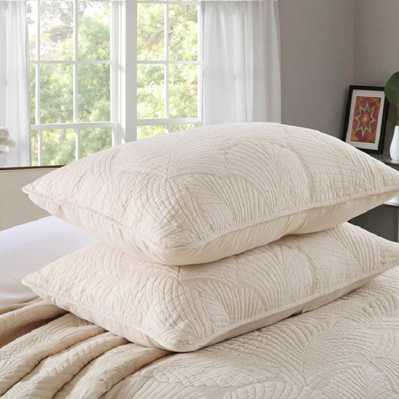 Plain 100% Cotton Quilt Set 3PC Bedspread on Bed Embroidered Bed Cover King Queen Summer Coverlet Blanket for Bed