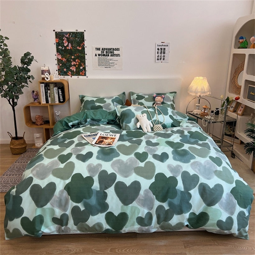 Dreamreal Floral Bedding Set with Duvet Cover 30 Colors Duvet Cover Fitted Sheet Pillowcase Luxurious Satin