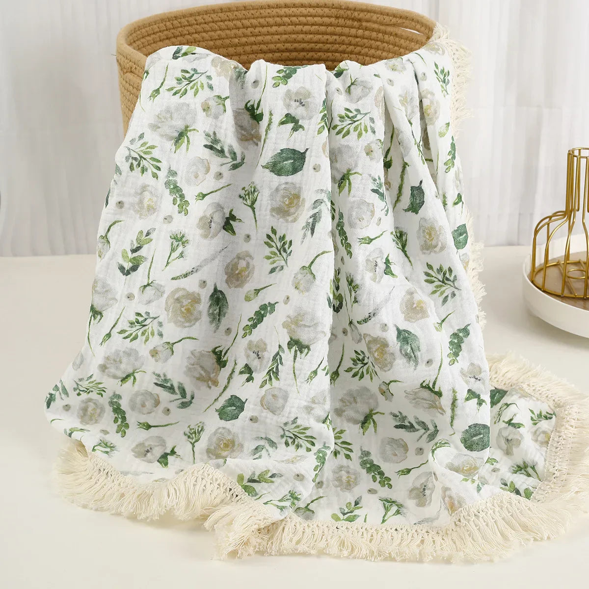 Cotton Muslin Swaddle Blankets for Newborn Baby Tassel Receiving Blanket New Born Swaddle Wrap Infant Sleeping Quilt Bed Cover