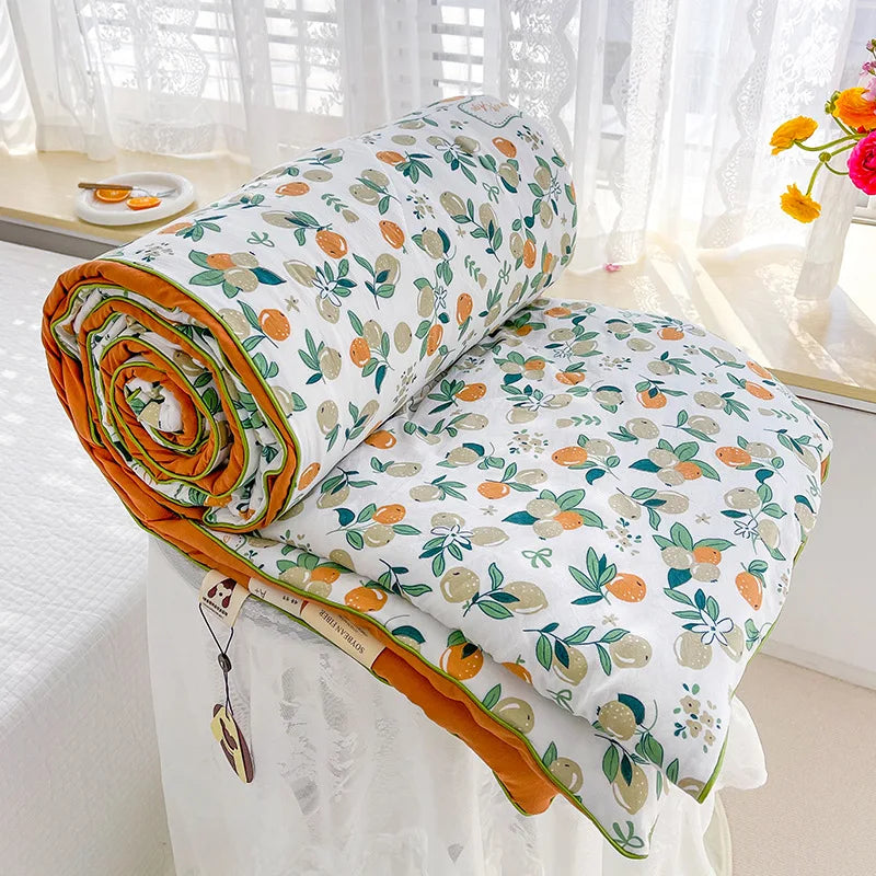 Quilt Double Layer Yarn Soybean Fiber Mother And Baby Grade Soft Glutinous Summer Cool Quilt Comfortable Breathable Home Textile