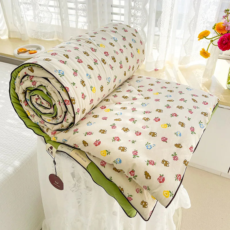 Quilt Double Layer Yarn Soybean Fiber Mother And Baby Grade Soft Glutinous Summer Cool Quilt Comfortable Breathable Home Textile