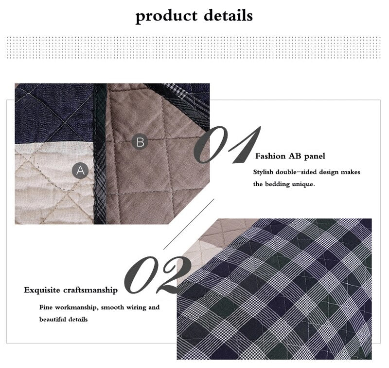 Double Bed Dyed Cotton Patchwork 3 Piece Quilted Quilt Light Quilt Pillowcase Free Shipping