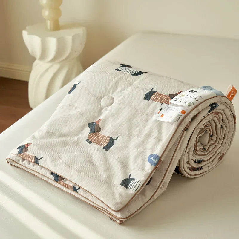 Summer Quilt  Class A Knitted Aerobic Cotton Printed Soybean Quilt Summer Bedspread Home Textiles
