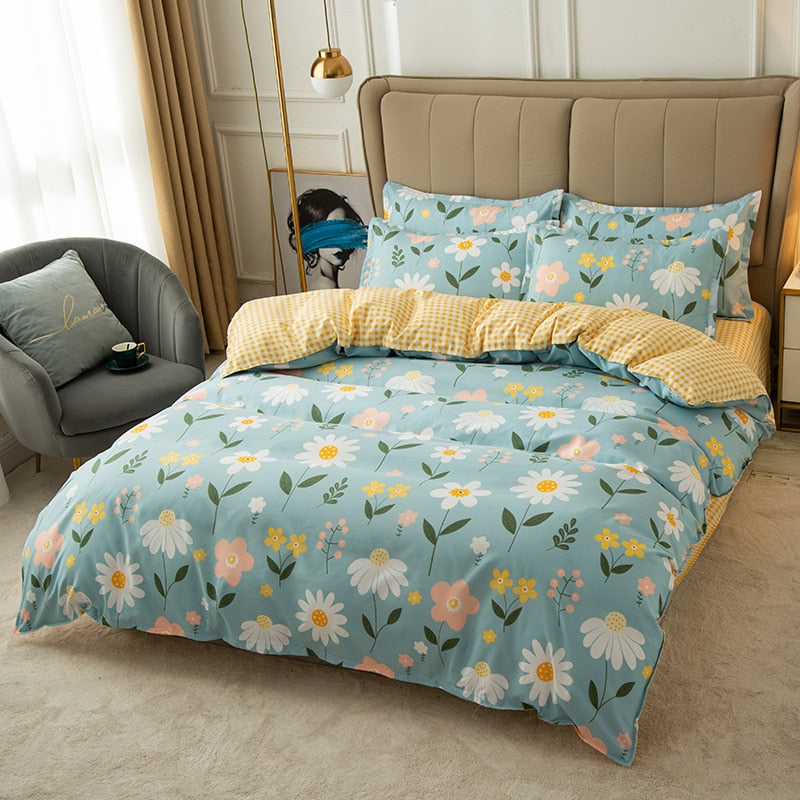 Cute Cartoon Print Duvet Cover 220x240 Lovely Pattern Adults Kids Quilt Cover AB Double-sided Comforter Covers No Pillow Cases