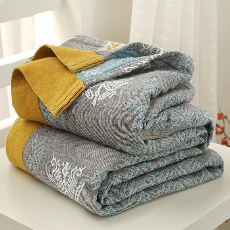 Textile City 5 Layer Yarn Cotton Towel Thread Blanket Double Blanket Bedspr Gauze Cover Air Condition Quilt for Summer 200x230