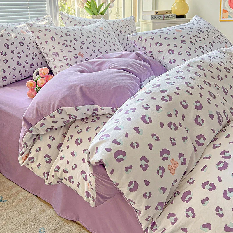 2025 Washed Cotton Double Yarn Single Quilt Cover Simple Wind Ins Wind Small Floral Korean Version Duvet Skin Friendly Bedding
