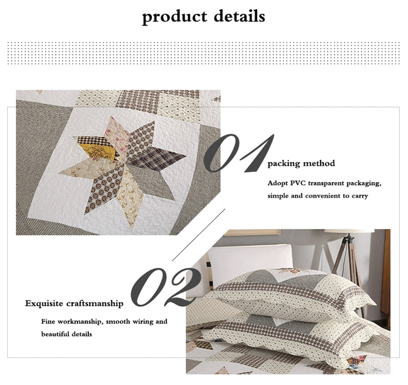 Single Double Bed Cotton Embroidered Patchwork 3 Piece Quilted Quilt Light Quilt Pillow Cover lençol de cama casal أسرّة