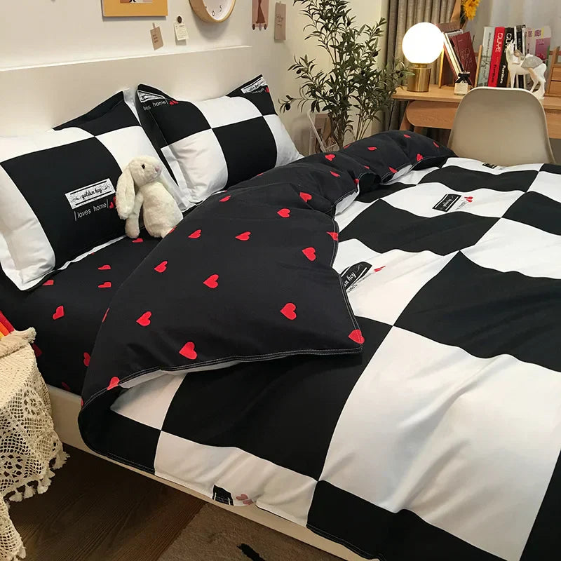 Ins Bedding Set Bed Linen 2 Bedrooms Duvet Cover For Girl Adults Bedspread Flat Sheet Quilt Cover King 220x240 Cover