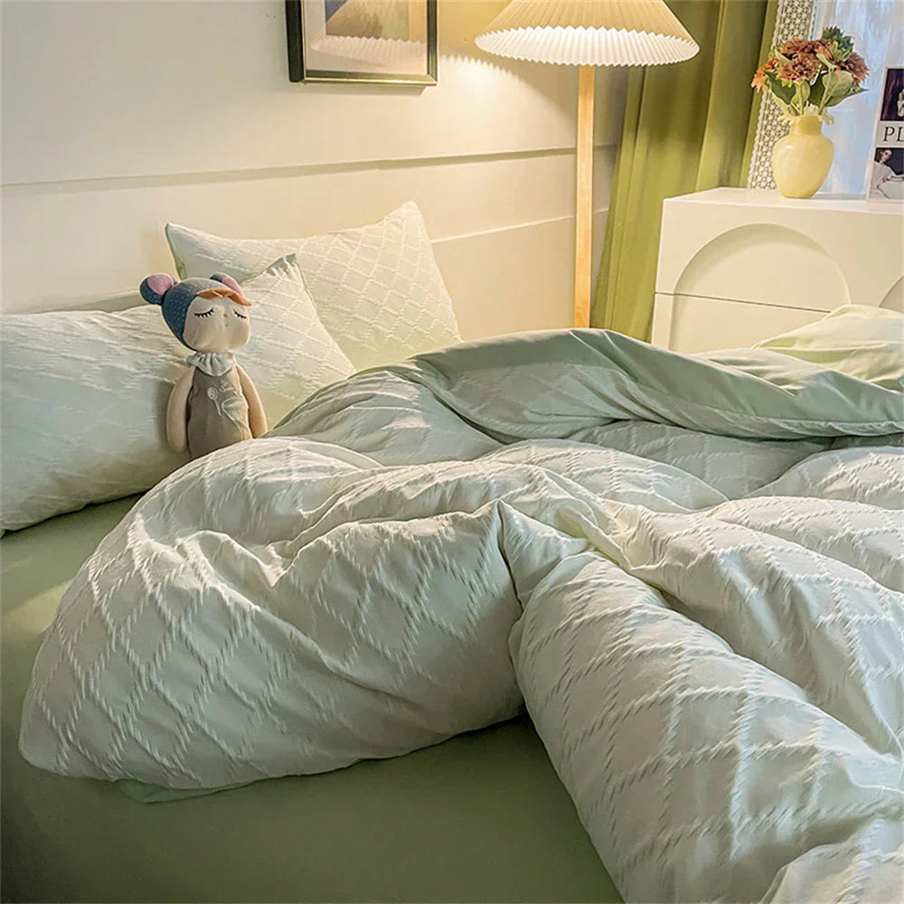 Bedding Set Fashion Skin Friendly Fabric Home Hotel King Size Single Double Bed Set Duvet Cover Quilt Cover Pillowcase Bed Linen