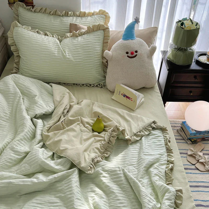Korean Simple Bedding Set Modern Air Condition Thin Blankets Summer Quilt Pillowcase Comfortable Fluffy Blanket with Filling 이불