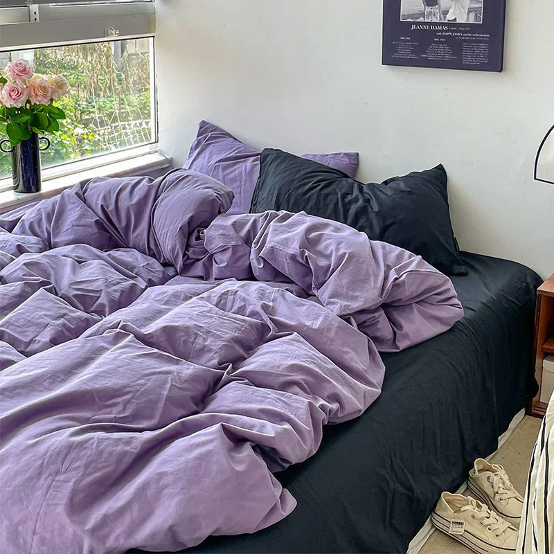 Fashion Style Pink Bedding Set Soft Flower Duvet Cover Pillowcase Bed Flat Sheet Set For Girl Women Twin Full Queen Bedclothes