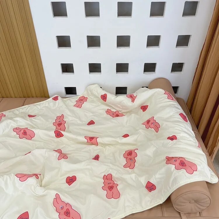 Cute Cartoon Bear Rabbit Blanket Large Soft Cotton Bedspread Sofa Cover Kids Adults Nap Quilt Throw Blanket Home Hotel Bed Cover