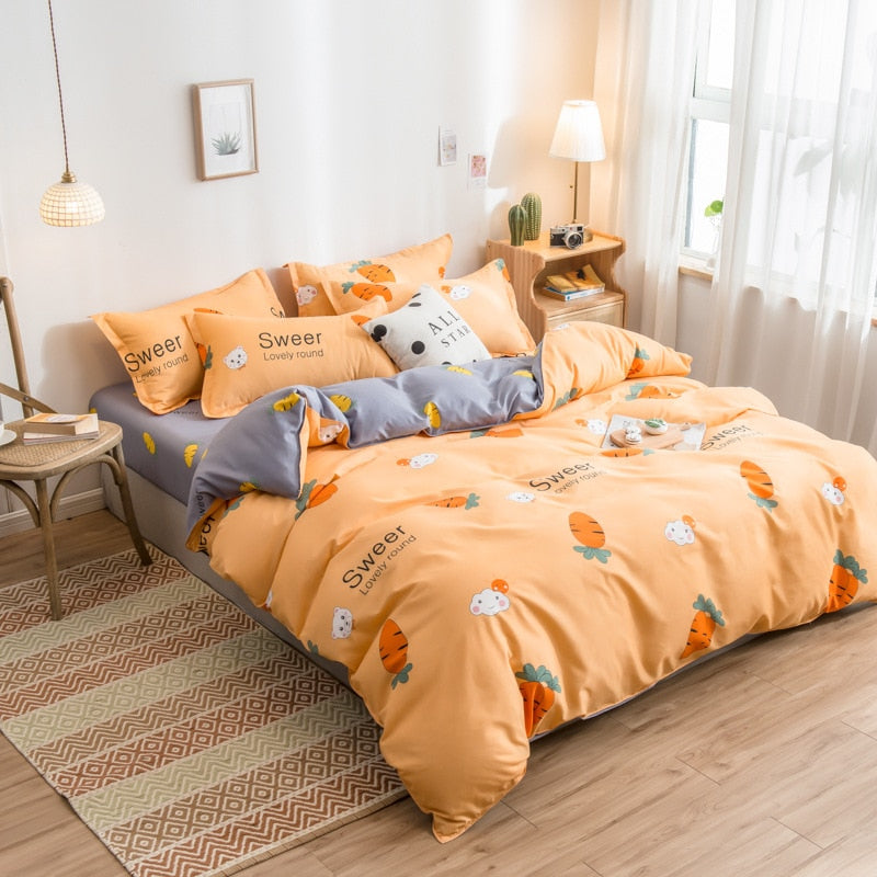 Cute Cartoon Print Duvet Cover 220x240 Lovely Pattern Adults Kids Quilt Cover AB Double-sided Comforter Covers No Pillow Cases