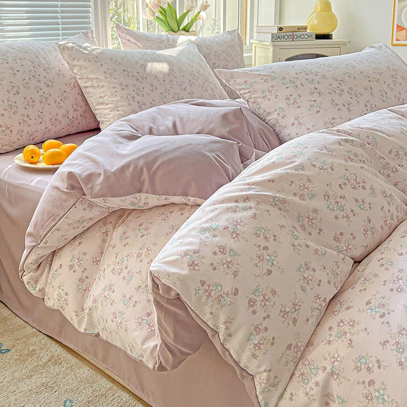 2025 Washed Cotton Double Yarn Single Quilt Cover Simple Wind Ins Wind Small Floral Korean Version Duvet Skin Friendly Bedding