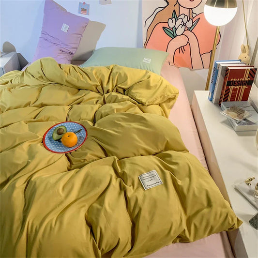 100% Cotton Bedding Set Duvet Cover Bed Sheet Pillowcase Skin Friendly Quilt Cover Set Bedroom Decor King Size Double Bed Sets