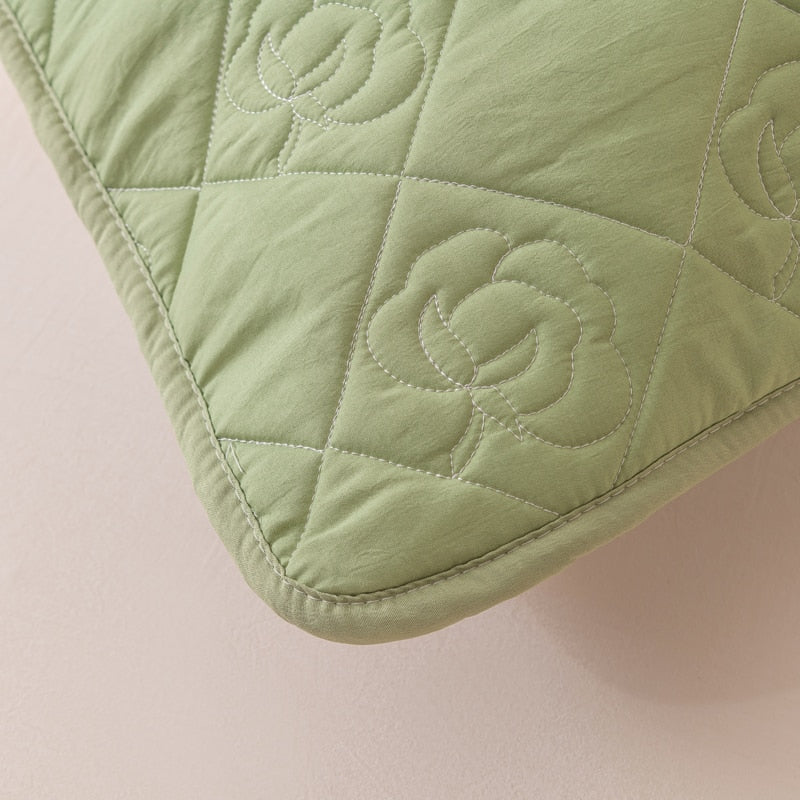 Class A Soybean Cotton Fiber Quilted Long Pillowcase,Skin-friendly,Hygroscopic Soft,Washed Cotton Linen Fabric,Solid Color