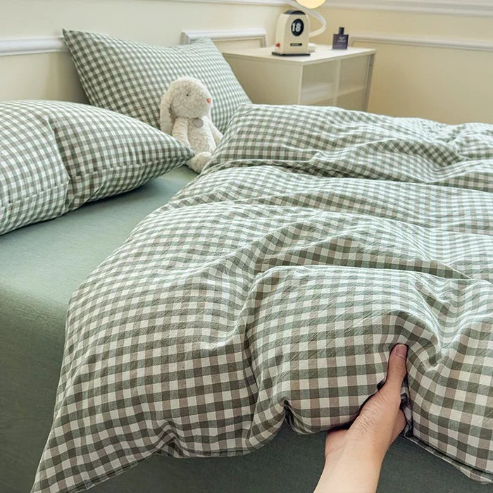 Class A Pure Cotton Printed Checkered Quilt Cover All-cotton Yarn-dyed Washed Single Duvet Cover 160x210 Bedding