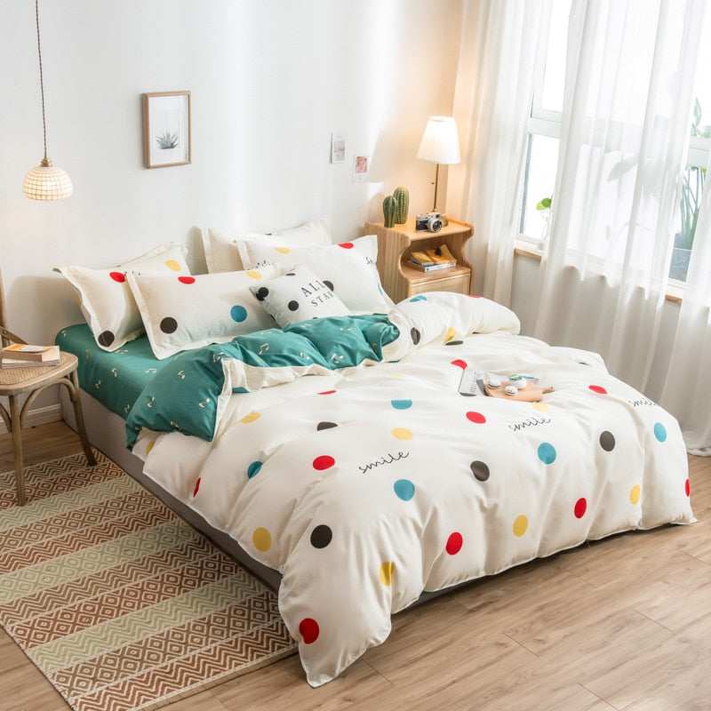 Cute Cartoon Print Duvet Cover 220x240 Lovely Pattern Adults Kids Quilt Cover AB Double-sided Comforter Covers No Pillow Cases