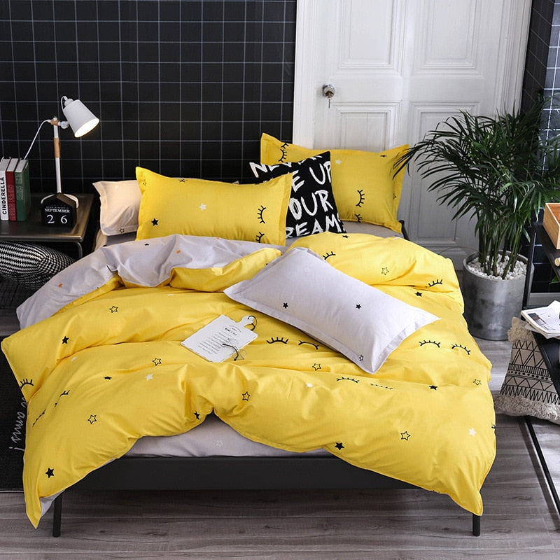 Quality Nordic 4pcs Bed Sheet Set and Bedding Queen/King Size Quilt Duvet Cover and Pillowcase Kit for Household