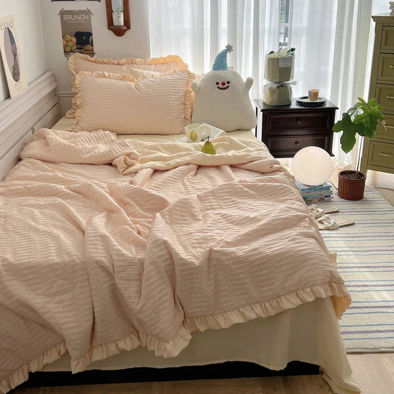Korean Simple Bedding Set Modern Air Condition Thin Blankets Summer Quilt Pillowcase Comfortable Fluffy Blanket with Filling 이불