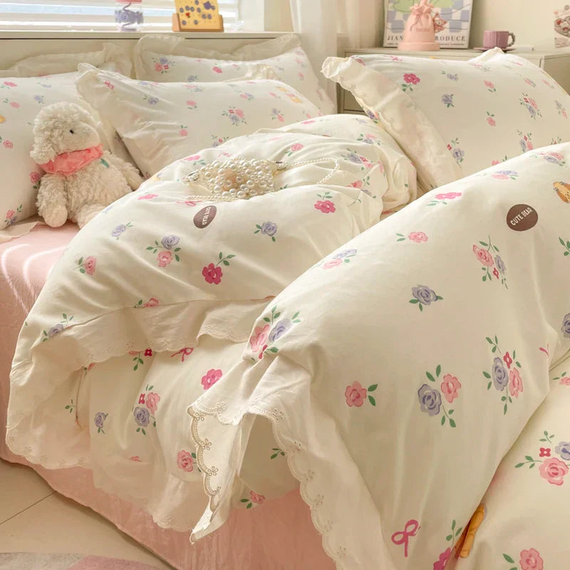 Bonenjoy Duvet Cover Lace Style Quilt Cover Soft Bedding Blanket Cover Printed Comforter Cover funda nordica (No Pillowcase)