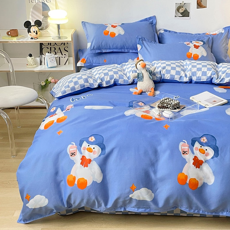 Duvet Cover Home Textile Pillow Case Cute Bed Sheet Kids Girls Bedding Covers Set King Queen Twin Cute Kawaii