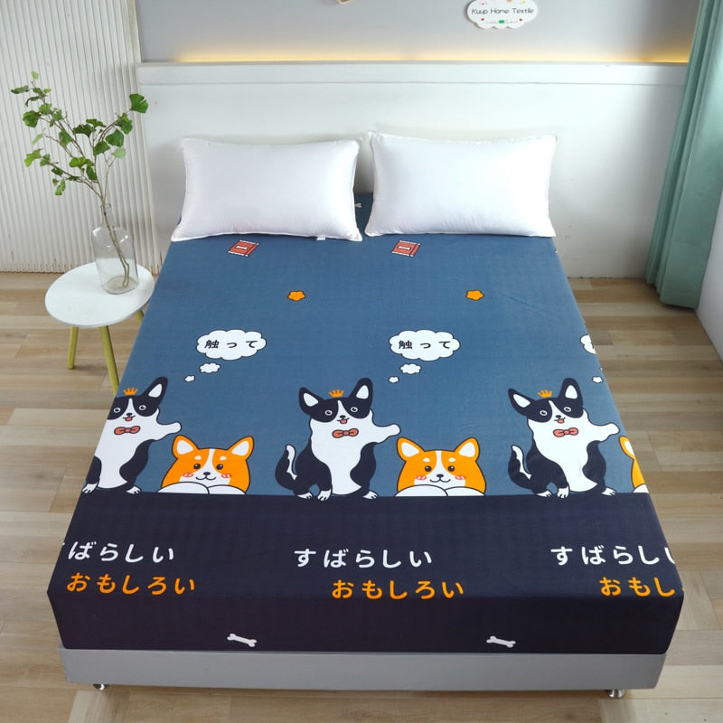 Cartoon Bed Sheet Polyester Mattress Bed Cover (No Pillowcase) Soft Comfortable Sheet Bedding Room Decor Bed Pad Home Protection