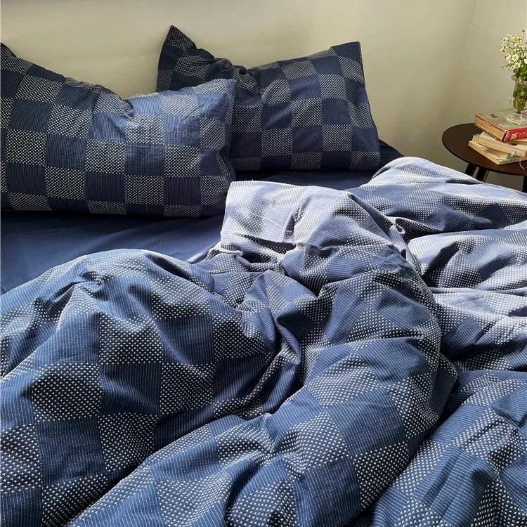 Fashion Style Pink Black Bedding Set Soft Flower Duvet Cover Pillowcase Bed Flat Sheet Set For Girl Double Queen King Bedclothes
