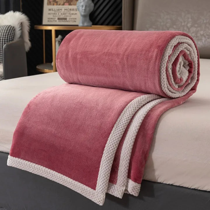 Double-sided Milk Velvet Warm Autumn Blanket for Bed Sofa Soft Warmth Single Double Blankets Comfortable Non-hair Shedding Quilt