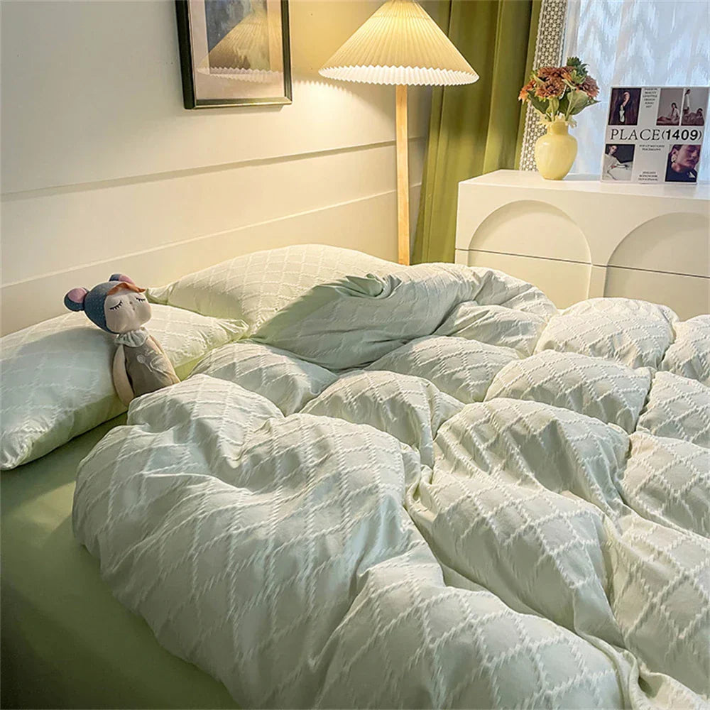 Bedding Set Fashion Skin Friendly Fabric Home Hotel King Size Single Double Bed Set Duvet Cover Quilt Cover Pillowcase Bed Linen