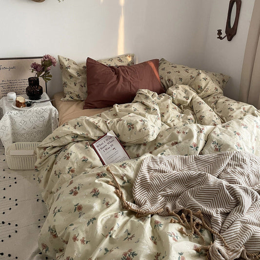 MORE HOME 100%Cotton Bedding Set Home Textile Vintage Floral Luxurious Pillowcase Sheet Quilt Cover Twin/Queen/Single Bed