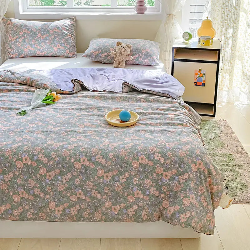 Summer Quilt Air Conditioning Quilt Flower Girl Heart Class A  Double Layer Yarn Summer Cool  Soft Machine Washable