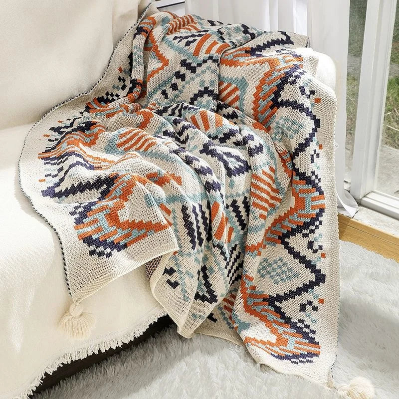 Nordic Knitted Blanket Bohemian Thin Quilt Bedspread Decor Home Hotel Throw Blankets For Bed Airplane Travel