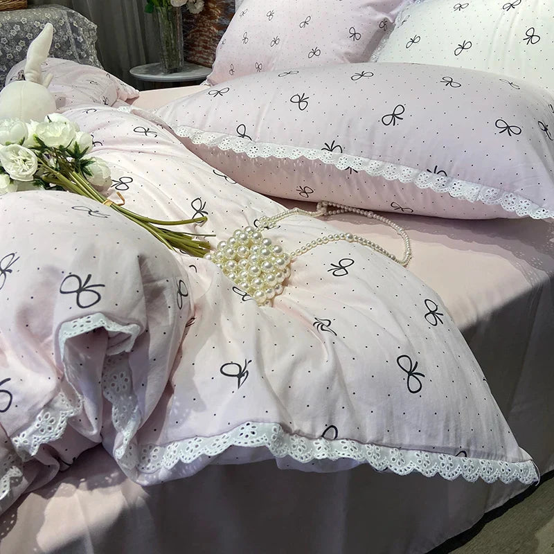2025 New Knitted Cotton Bedding Set 1.2m 1.5m 1.8m Size Bed For Girls Women Room Decoration Bed Sheets With Pillowcases