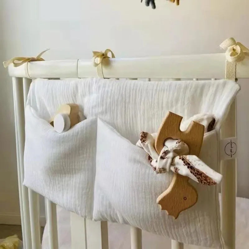 39x20cm 1PCS Large Baby Crib Storage Bag Cotton Multifunctional Newborn Bed Headboard Organizer For Kids Baby Bedding Diaper Bag