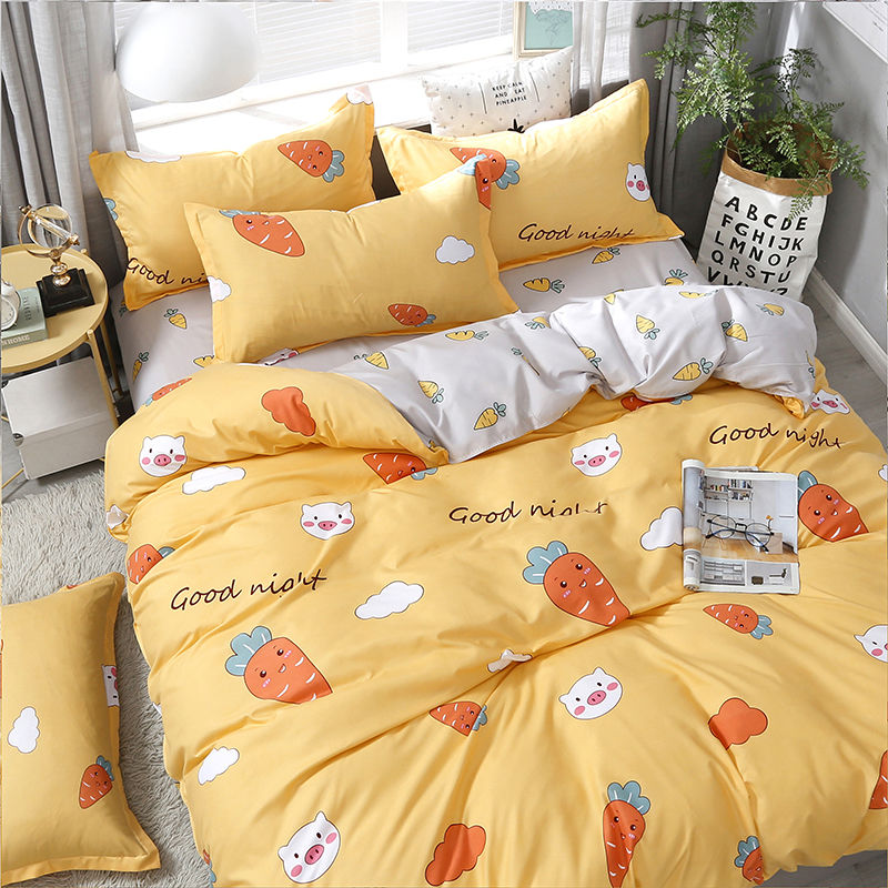 Cute Bear Bedding Set Girls Boys Kids Single Double Size Flat Sheet Duvet Cover Pillowcase Bed Linens White Blue Home Textile