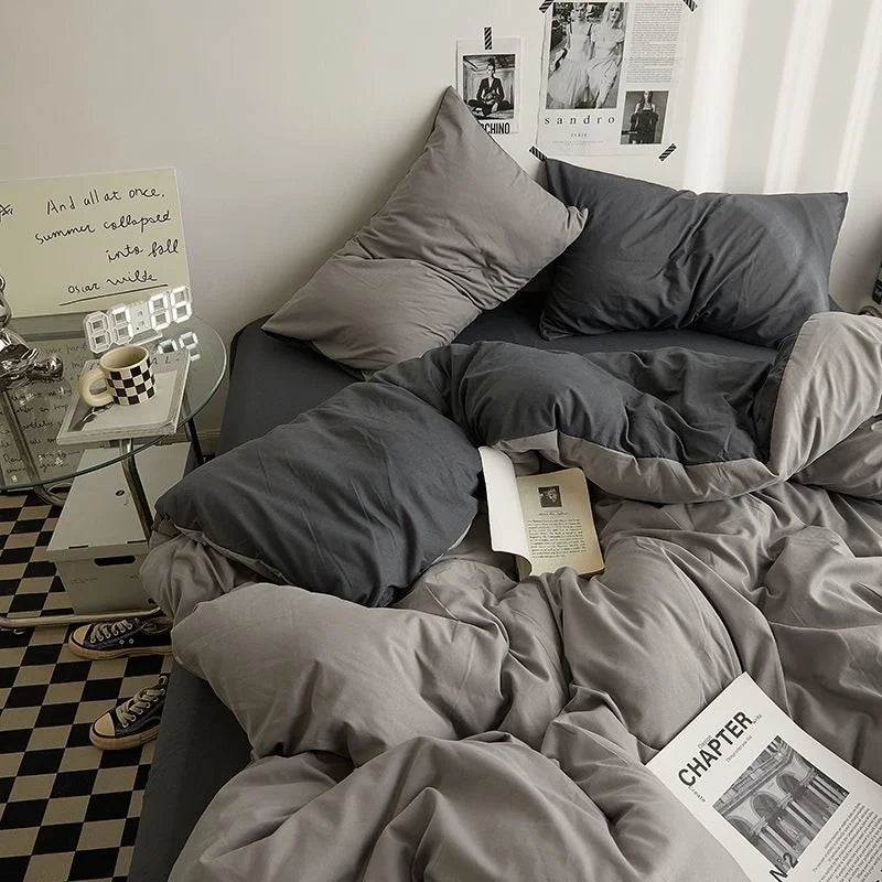 Fashion Style Pink Bedding Set Soft Flower Duvet Cover Pillowcase Bed Flat Sheet Set For Girl Women Twin Full Queen Bedclothes