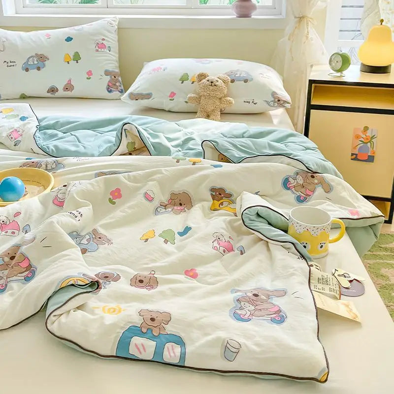 Summer Quilt Air Conditioning Quilt Flower Girl Heart Class A  Double Layer Yarn Summer Cool  Soft Machine Washable