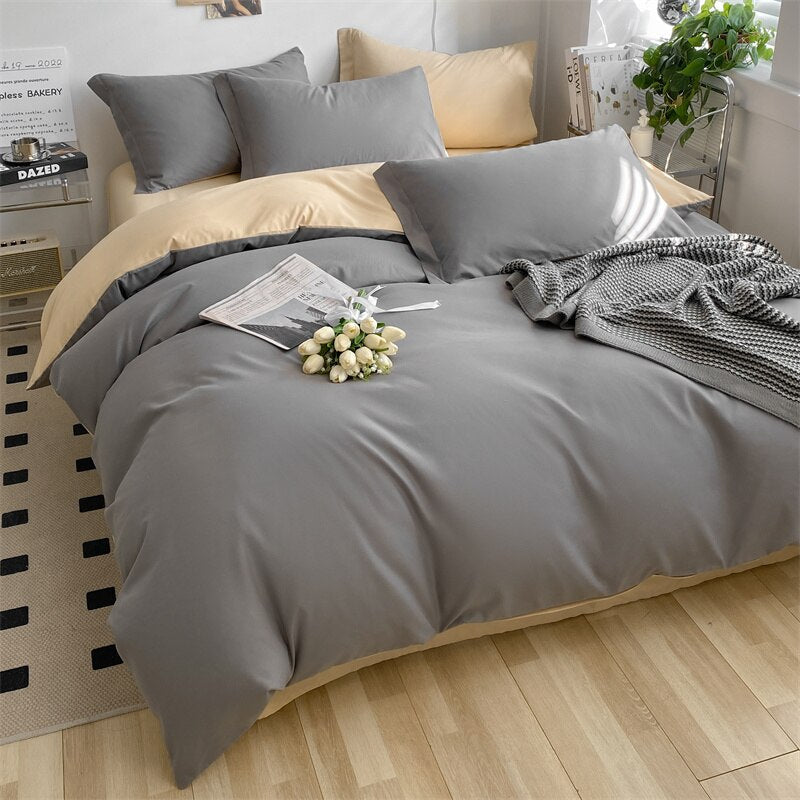 Brushed Washed Cotton Bed Set Flat Sheet Pillowcases Quilt Cover Bed Linen Peach Duvet Covers For Girls