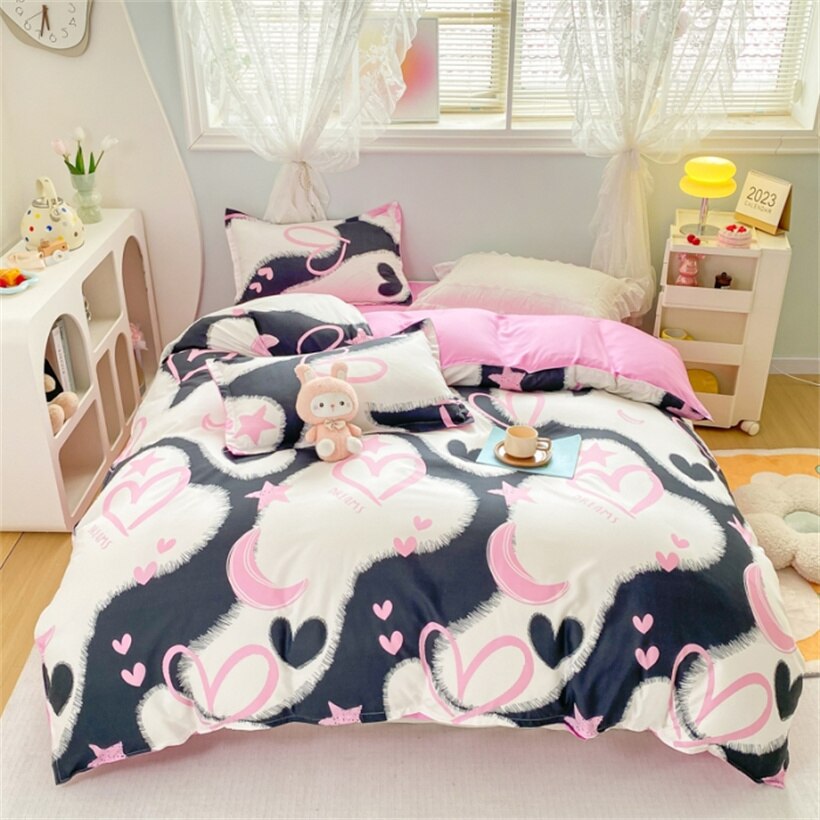 Dreamreal Floral Bedding Set with Duvet Cover 30 Colors Duvet Cover Fitted Sheet Pillowcase Luxurious Satin