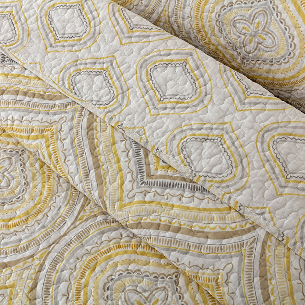 Nordic Cotton Romantic Print Bedspread Pillowcase Quilted Bed Cover Sofa Blanket Four Seasons Coverlet Bedding 3PCS