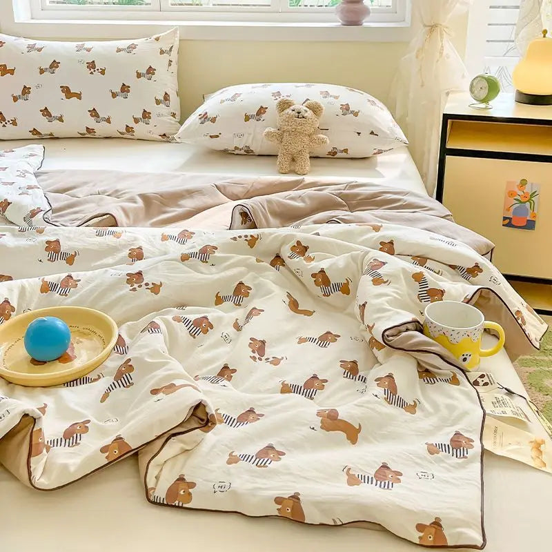 Summer Quilt Air Conditioning Quilt Flower Girl Heart Class A  Double Layer Yarn Summer Cool  Soft Machine Washable