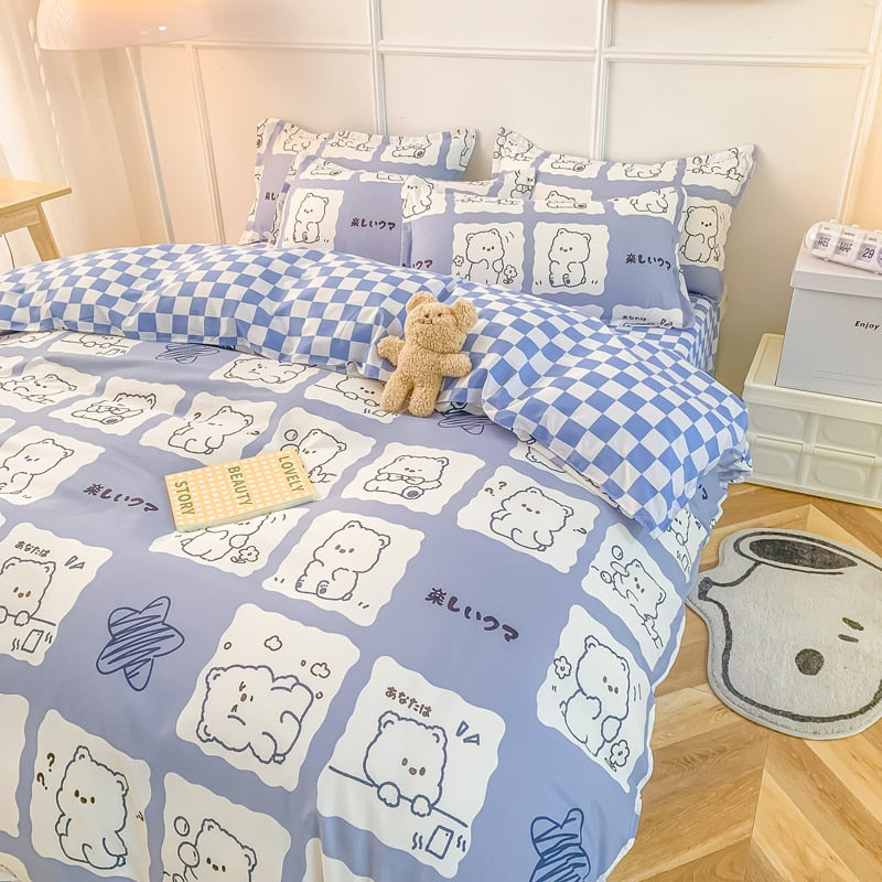 Duvet Cover Home Textile Pillow Case Cute Bed Sheet Kids Girls Bedding Covers Set King Queen Twin Cute Kawaii