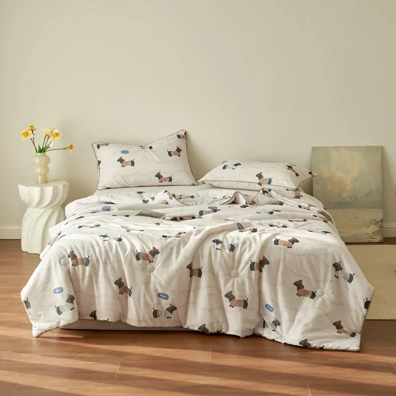 Summer Quilt  Class A Knitted Aerobic Cotton Printed Soybean Quilt Summer Bedspread Home Textiles