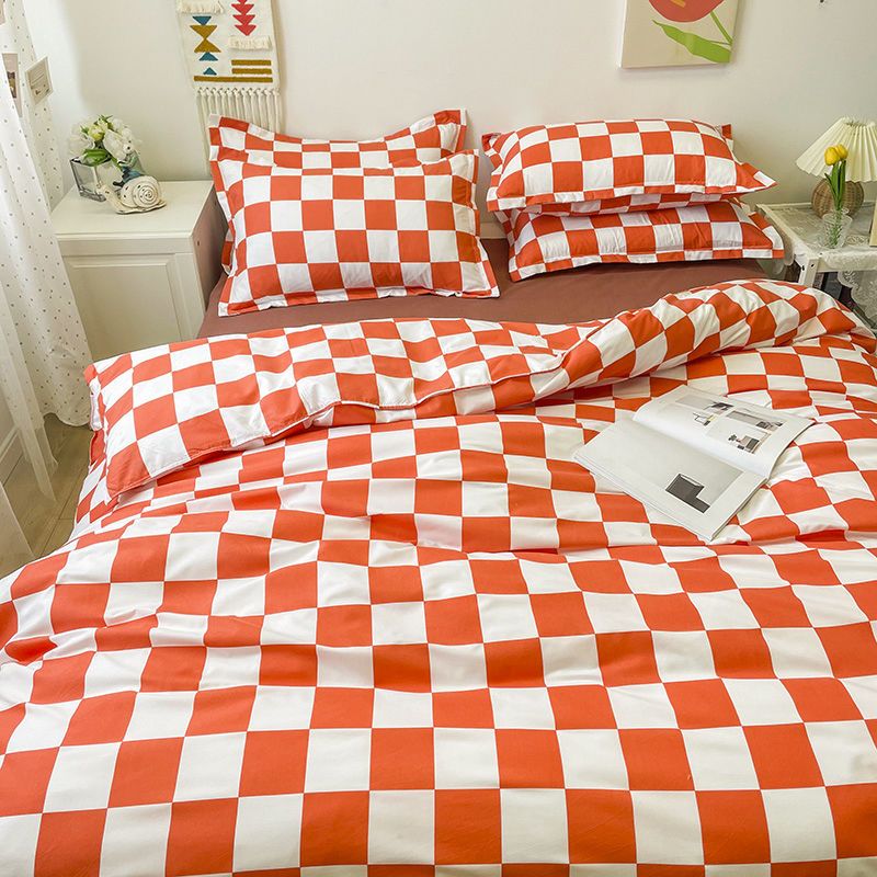 Checkerboard Bedding Set No Comforter Hot Sale Single Queen Size Flat Sheet Quilt Duvet Cover Pillowcase Polyester Bed Linens